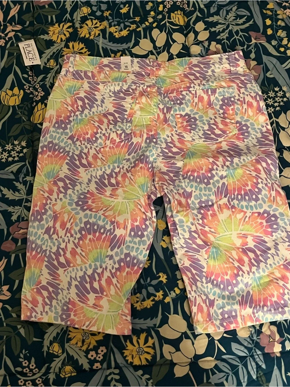 The Children's Place Pastel Rainbow Tie-Dye Bermuda Shorts Girls Size 16 NWT